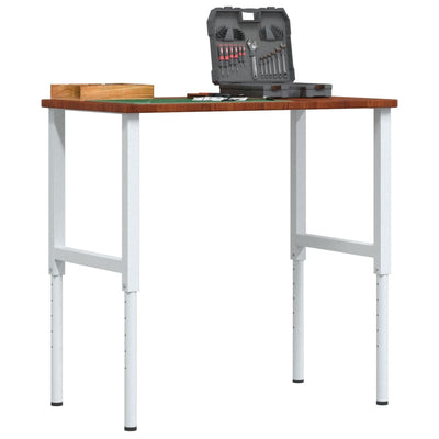Vidaxl werkbank rechthoek 100x60x(71,5-98) cm eikenhout donkerbruin