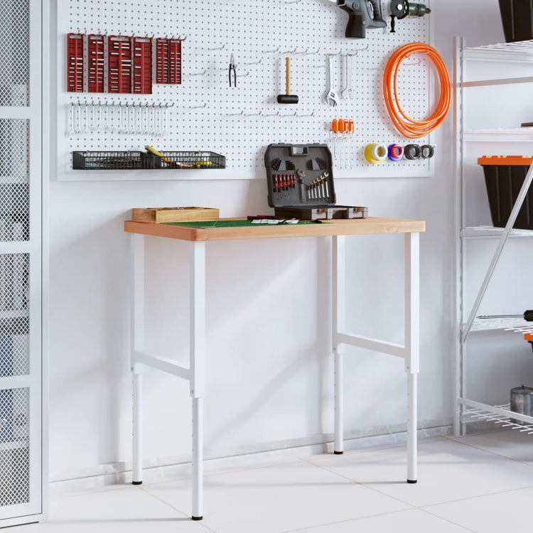 Vidaxl werkbank rechthoekig 100x60x(73-99,5) cm massief beukenhout