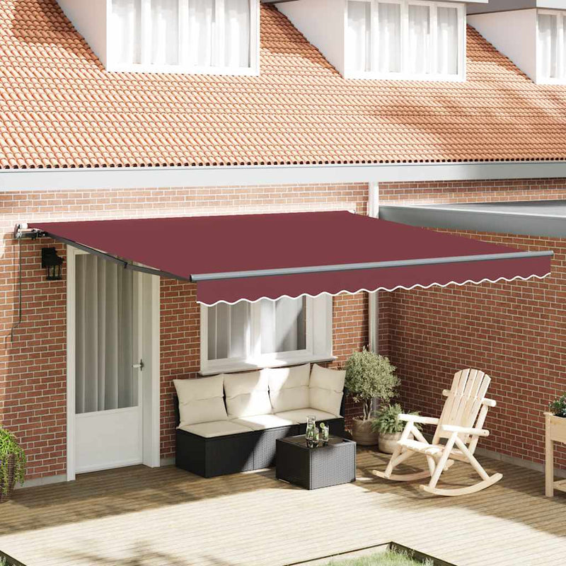 Vidaxl luifel handmatig uittrekbaar 400x300 cm bordeauxrood