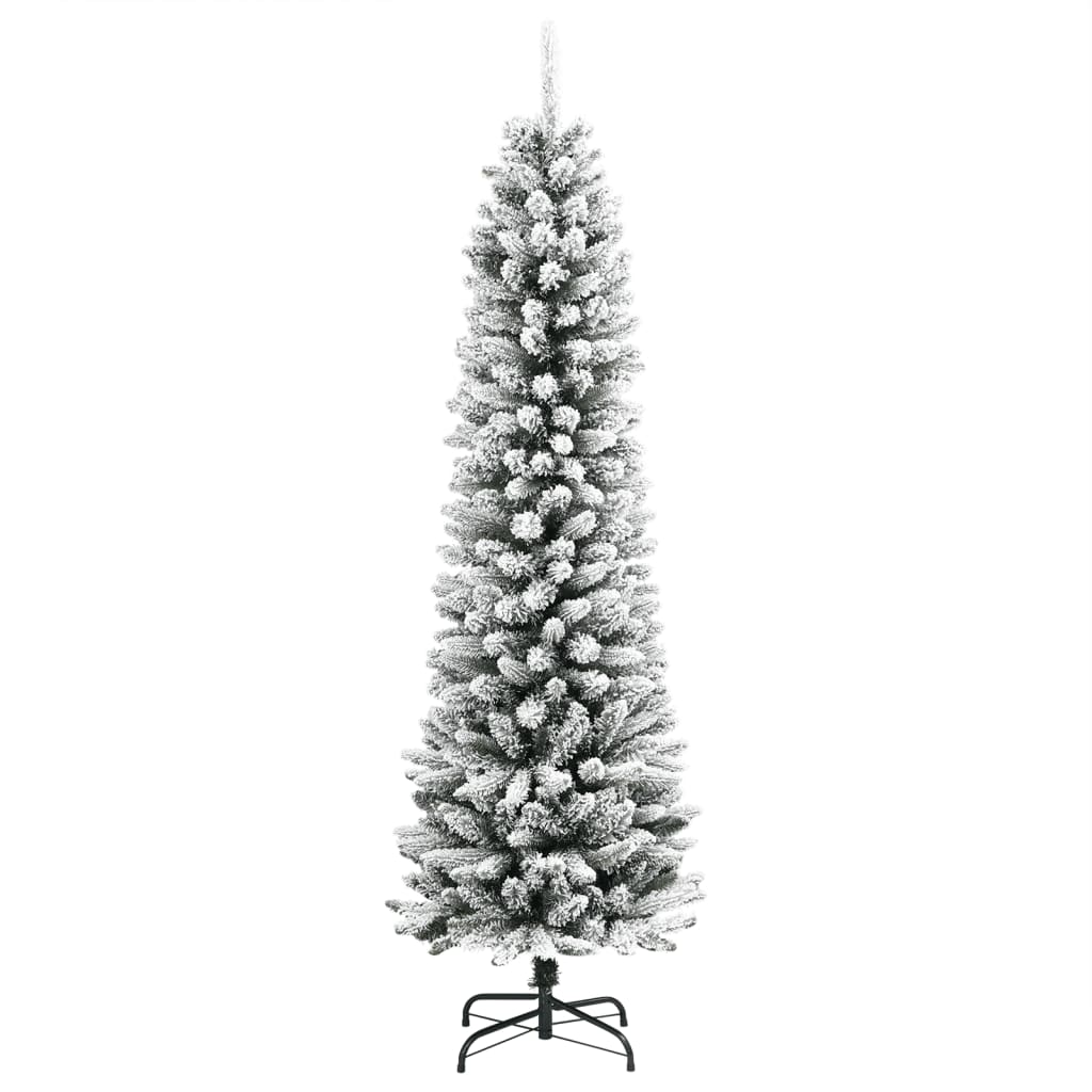 Vidaxl kunstkerstboom met sneeuw smal 210 cm pvc en pe