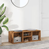 Vidaxl schoenenopbergbank 102x35x35 cm bewerkt hout oud houtkleurig - afbeelding 3