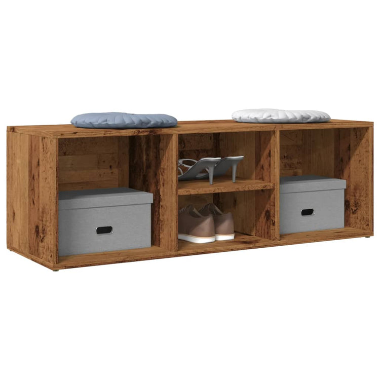 Vidaxl schoenenopbergbank 102x35x35 cm bewerkt hout oud houtkleurig