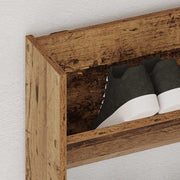 Vidaxl wandschoenenkast 80x18x90 cm bewerkt hout oud houtkleurig - afbeelding 3