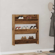 Vidaxl wandschoenenkast 80x18x90 cm bewerkt hout oud houtkleurig - afbeelding 1