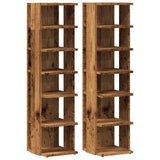 Vidaxl schoenenkasten 2 st 28x27x102 cm bewerkt hout oud houtkleurig - afbeelding 2
