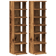 Vidaxl schoenenkasten 2 st 28x27x102 cm bewerkt hout oud houtkleurig - afbeelding 2
