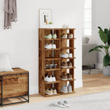 Vidaxl schoenenkasten 2 st 28x27x102 cm bewerkt hout oud houtkleurig - afbeelding 3