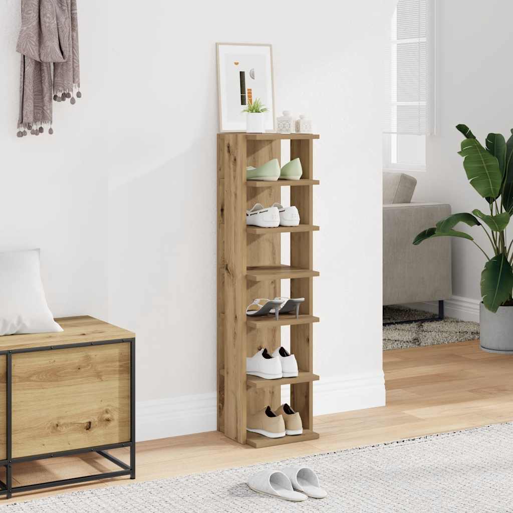 Vidaxl schoenenkast 28x27x102 cm bewerkt hout artisanaal eikenkleurig