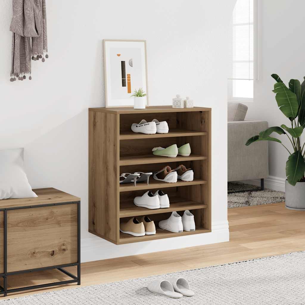 Vidaxl schoenenkast 60x35x70 cm bewerkt hout artisanaal eikenkleur