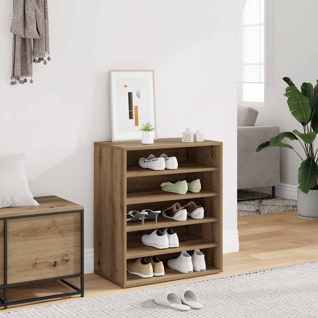 Vidaxl schoenenkast 60x35x70 cm bewerkt hout artisanaal eikenkleur