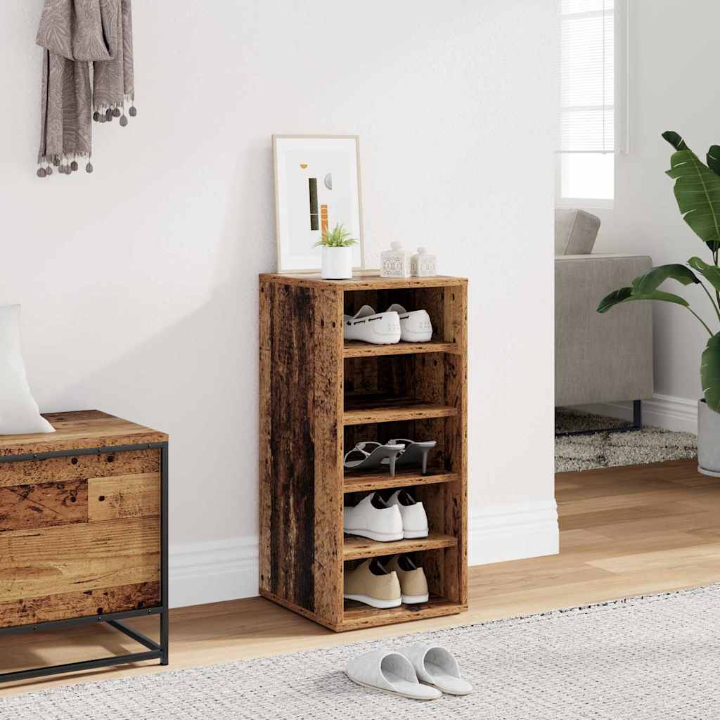 Vidaxl schoenenkast 32x35x70 cm bewerkt hout oud houtkleurig
