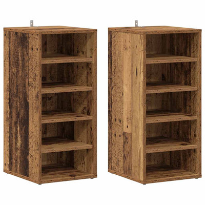 Vidaxl schoenenkasten 2 st 32x35x70 cm bewerkt hout oud houtkleurig