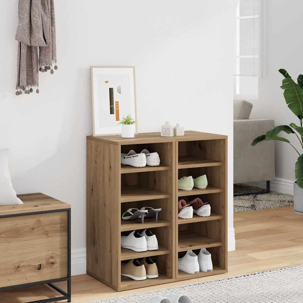 Vidaxl schoenenkasten 2 st 32x35x70 cm bewerkt hout artisanaal eiken