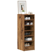 Vidaxl schoenenkast 32x35x92 cm bewerkt hout oud houtkleurig - afbeelding 3