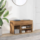 Vidaxl schoenenbankje 80x30x45 cm bewerkt hout artisanaal eikenkleur - afbeelding 3