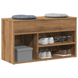 Vidaxl schoenenbankje 80x30x45 cm bewerkt hout artisanaal eikenkleur - afbeelding 1