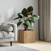Vidaxl plantenbak 40x40x40 cm bewerkt hout artisanaal eikenkleur - afbeelding 1