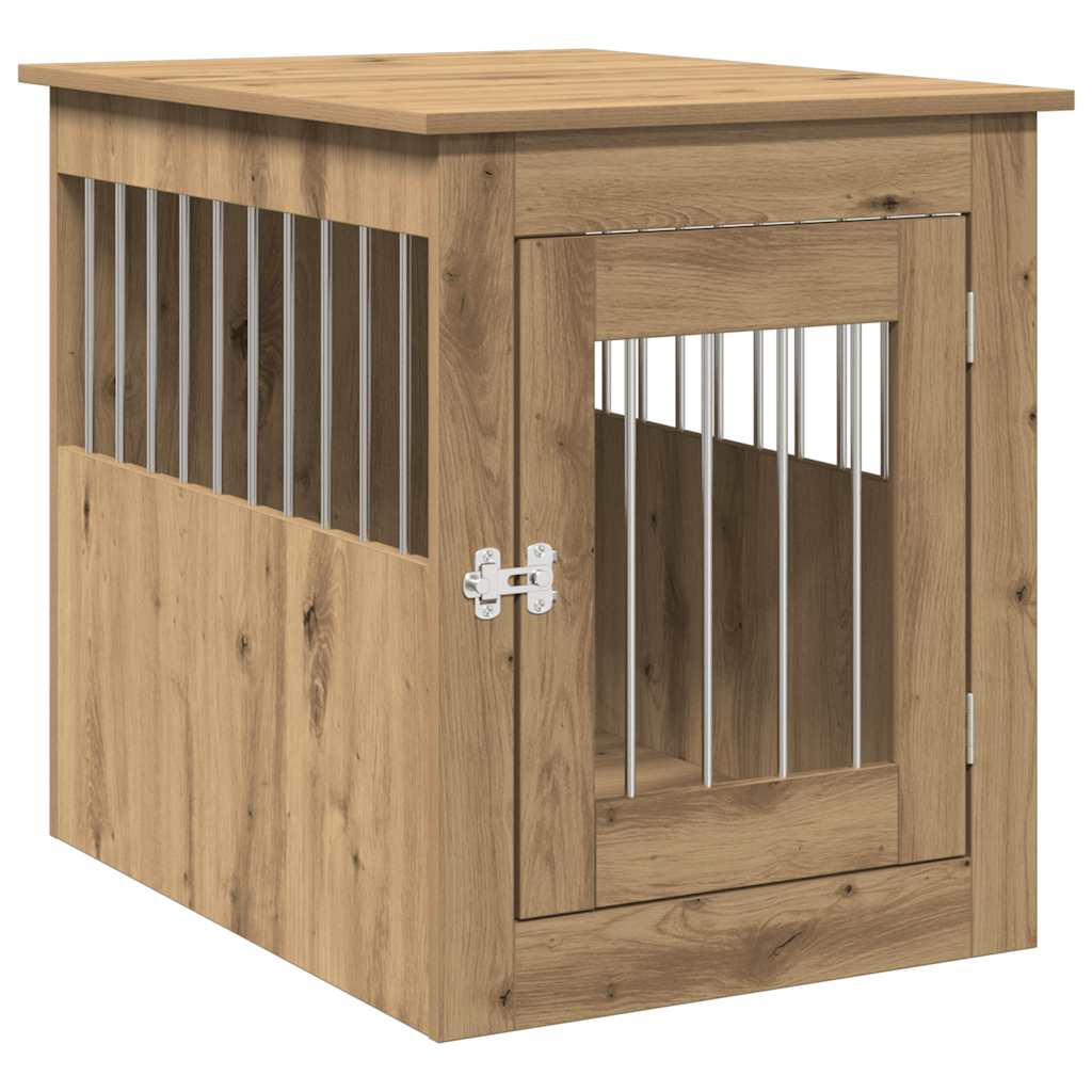 Vidaxl hondenbench 55x75x65 cm bewerkt hout artisanaal eikenkleurig