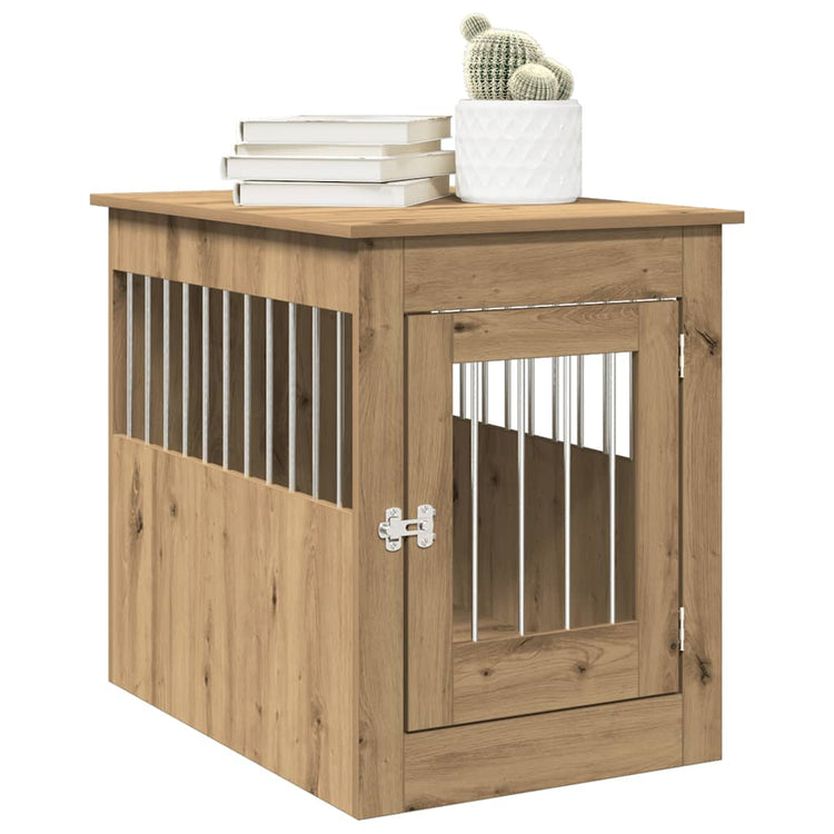Vidaxl hondenbench 55x80x68 cm bewerkt hout artisanaal eikenkleurig