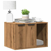 Vidaxl kattenbakkast 60x40x40 cm bewerkt hout artisanaal eikenkleurig - afbeelding 1