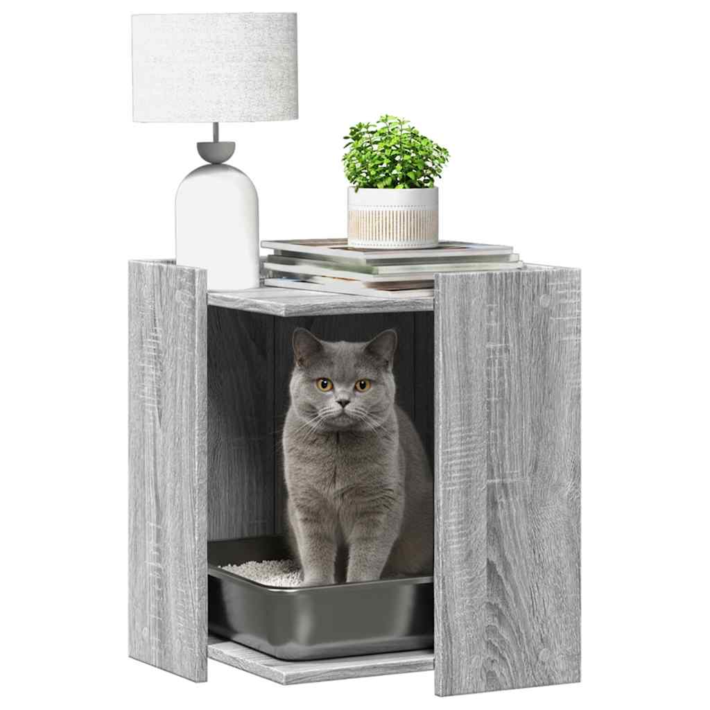Vidaxl kattenbakkast 42x42x51 cm bewerkt hout grijs sonoma eikenkleur