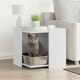 Vidaxl kattenbakkast 53x53x51 cm bewerkt hout wit - afbeelding 1