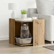 Vidaxl kattenbakkast 53x53x51 cm bewerkt hout artisanaal eikenkleurig - afbeelding 1