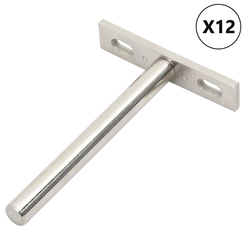 Vidaxl zwevende plankdragers 12st onzichtbaar ø10x100 mm koolstofstaal