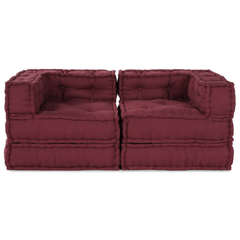 Vidaxl modulair sofabet 2 st stof bordeaux 140 x 70 x 56 cm