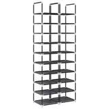 Vidaxl schoenenrekken 2 st 33x33x174 cm vliesvrij 10-laags zwart - afbeelding 2