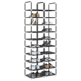 Vidaxl schoenenrekken 2 st 33x33x174 cm vliesvrij 10-laags zwart - afbeelding 1