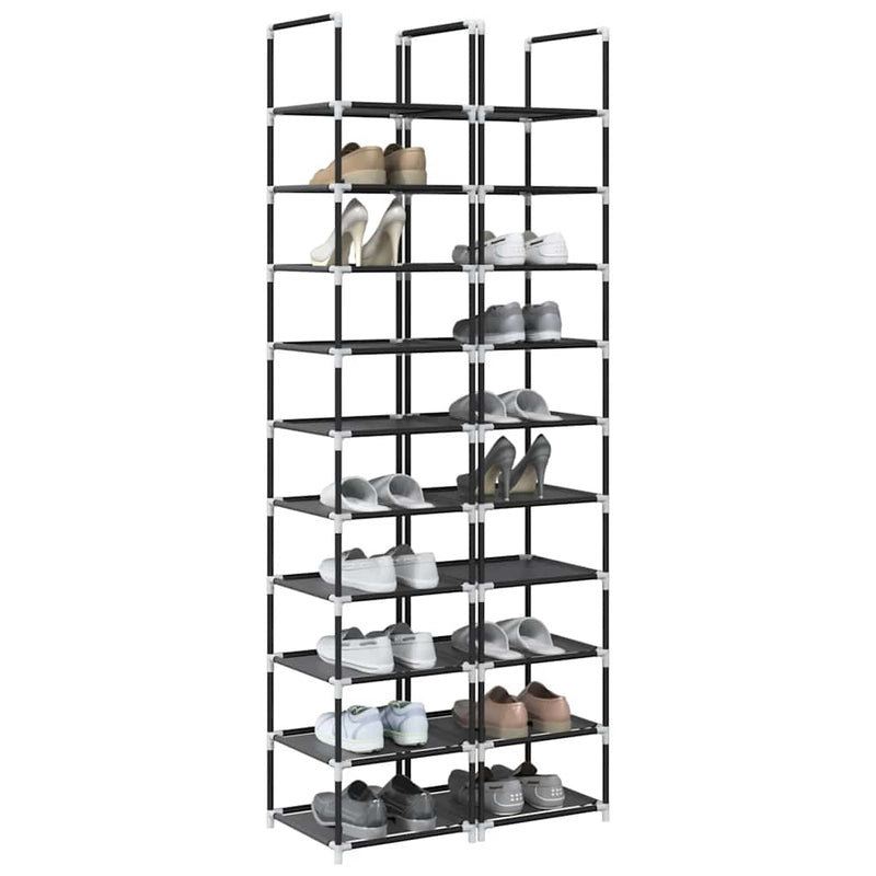 Vidaxl schoenenrekken 2 st 33x33x174 cm vliesvrij 10-laags zwart