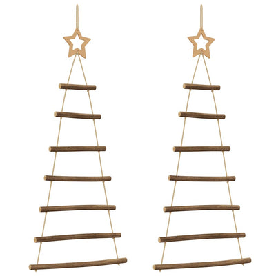Vidaxl hangende kerstbomen met topsterren 2 st 42x90 cm natuurlijke tak
