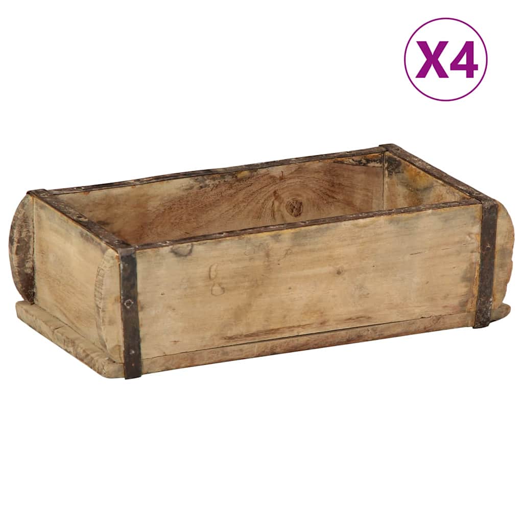 Vidaxl dienblad 4 st bruin 30 x 15 x 9 cm massief gerecycled hout