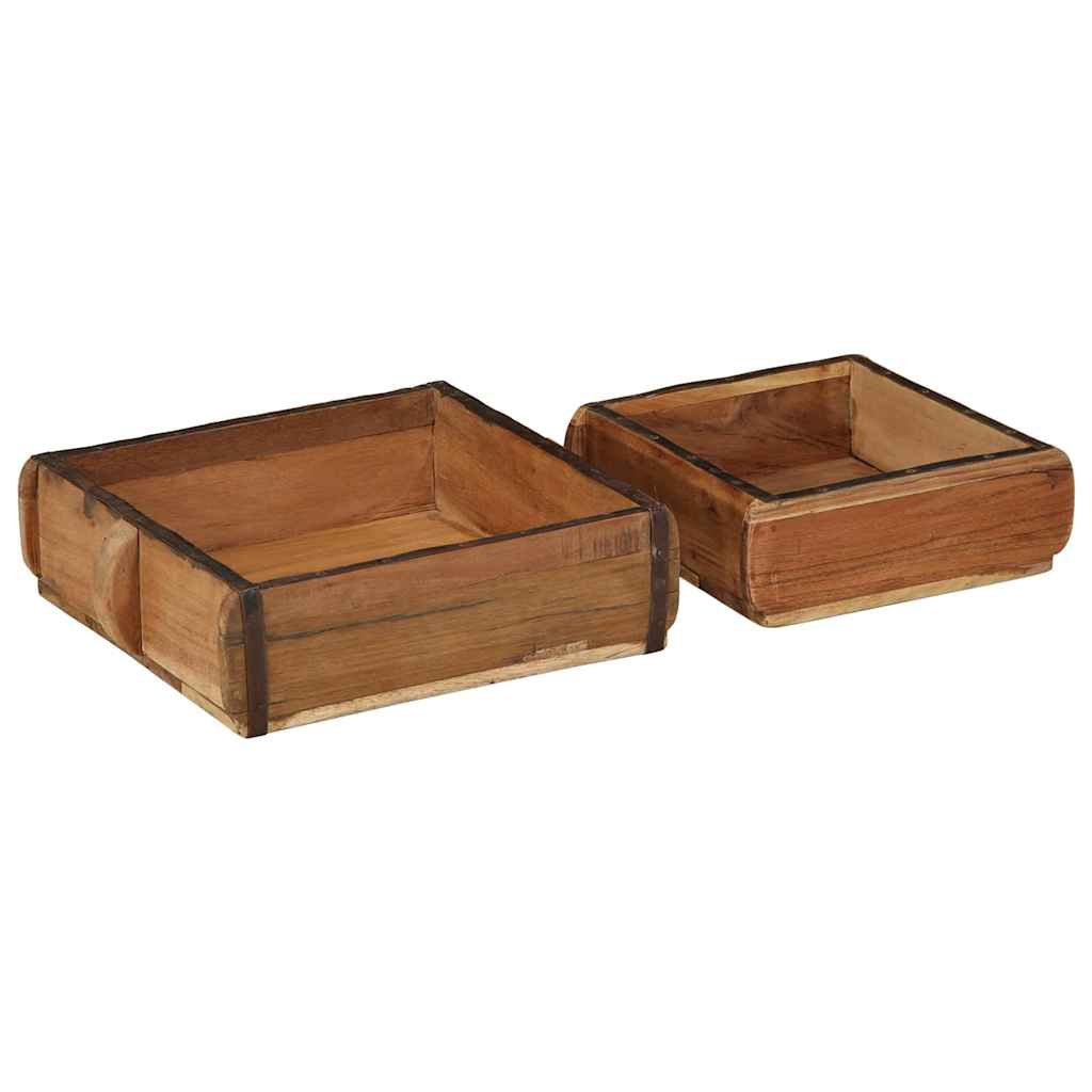 Vidaxl dienblad 2 st bruin 29 x 31 x 10 cm massief gerecycled hout