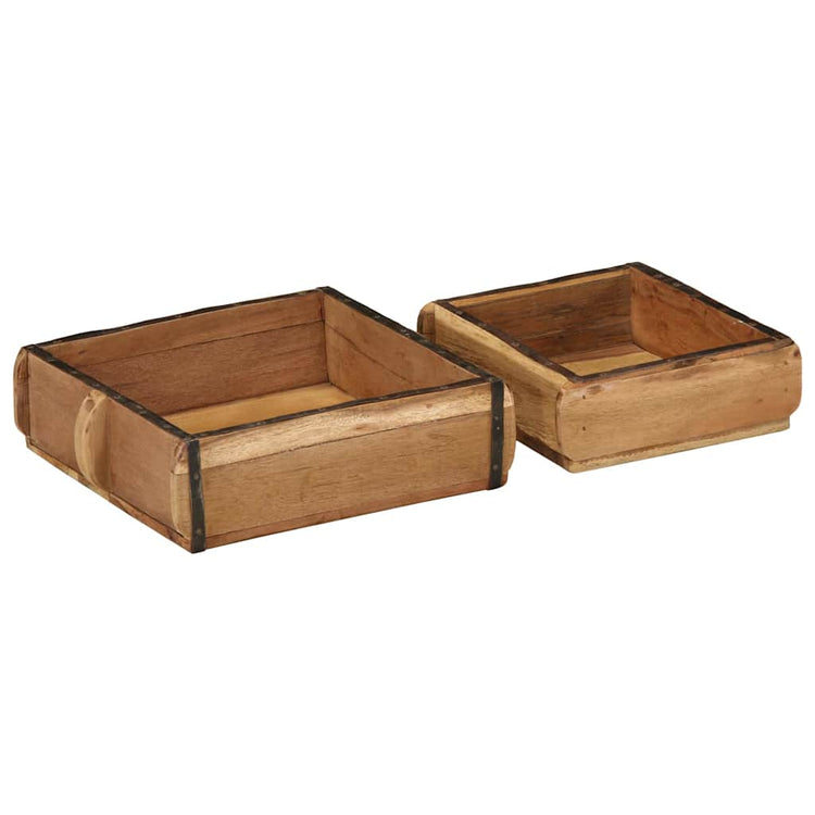 Vidaxl dienblad 2 st bruin 29 x 31 x 10 cm massief gerecycled hout