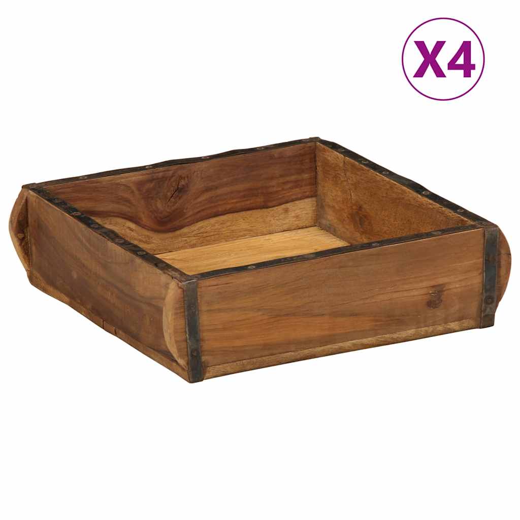 Vidaxl dienblad 4 st bruin 29 x 31 x 10 cm massief gerecycled hout