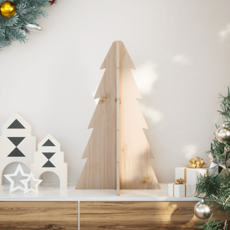 Vidaxl kerstdecoratie kerstboom 69,5 cm massief grenenhout
