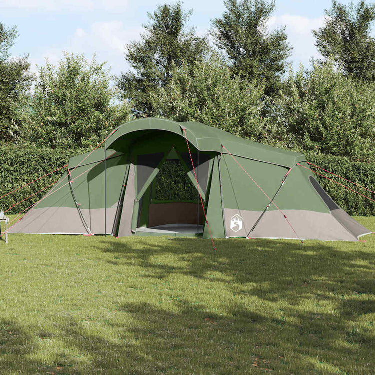 Vidaxl gezinstent 6-persoons groen en grijs polyester en glasvezel