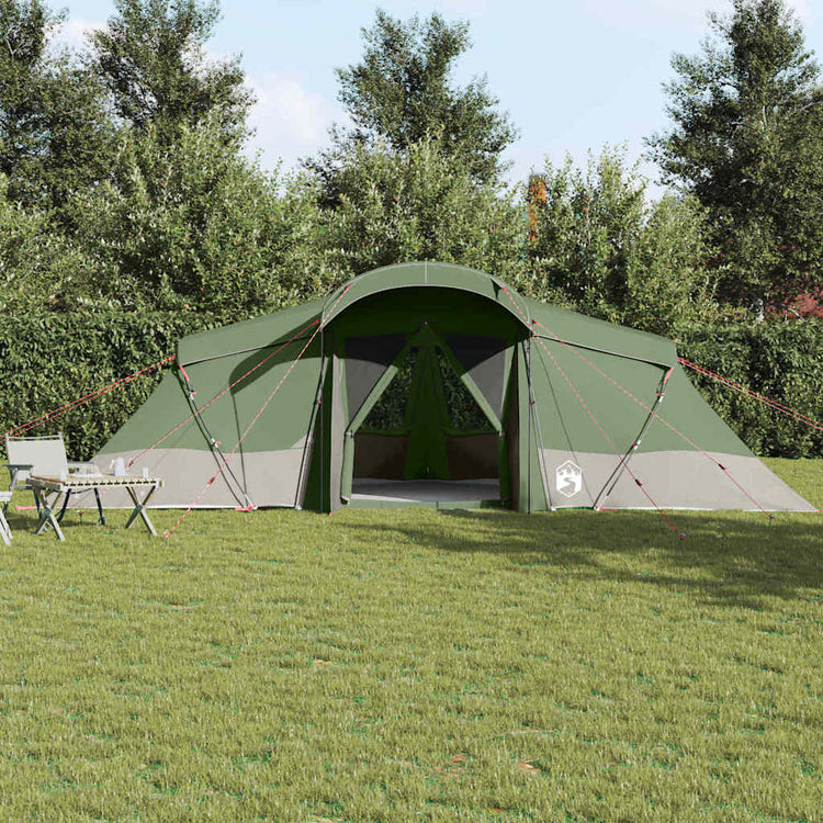 Vidaxl gezinstent 6-persoons groen en grijs polyester en glasvezel