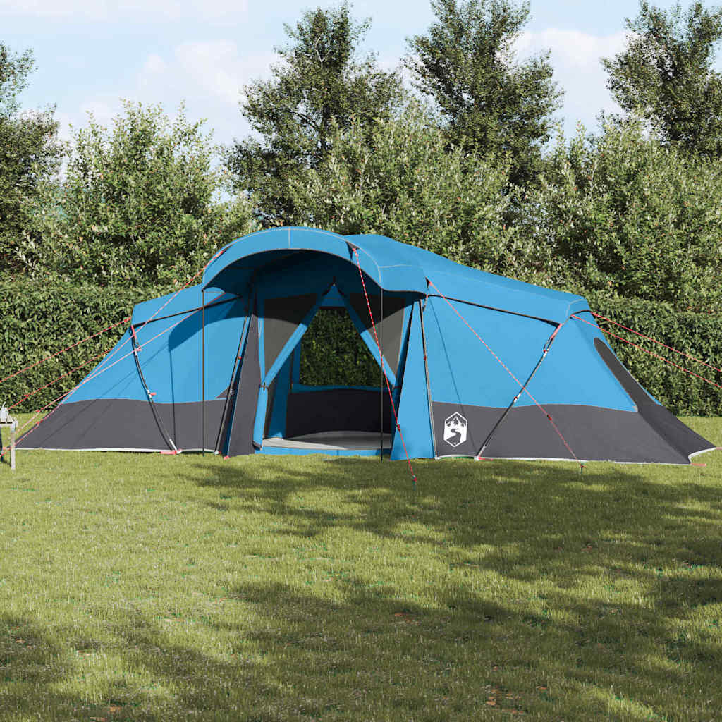 Vidaxl gezinstent 6-persoons blauw en grijs polyester en glasvezel