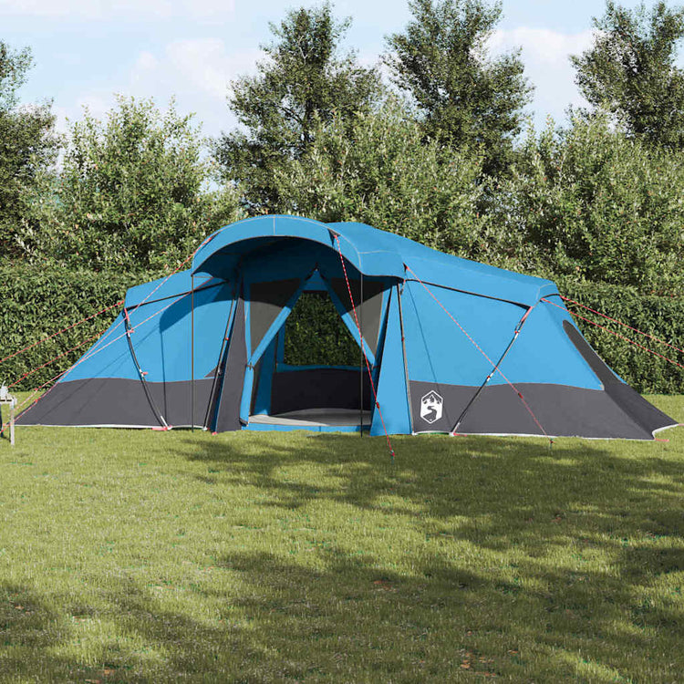 Vidaxl gezinstent 6-persoons blauw en grijs polyester en glasvezel