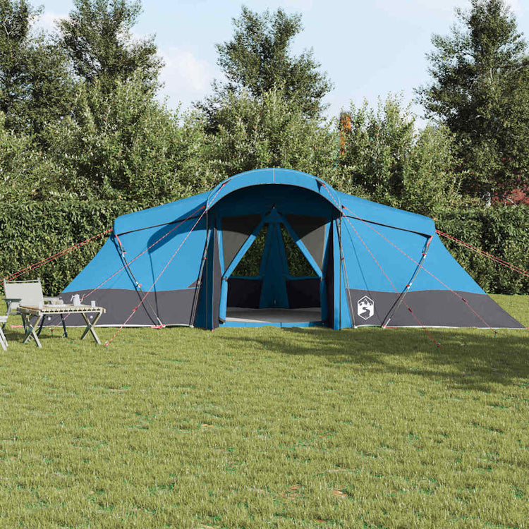 Vidaxl gezinstent 6-persoons blauw en grijs polyester en glasvezel