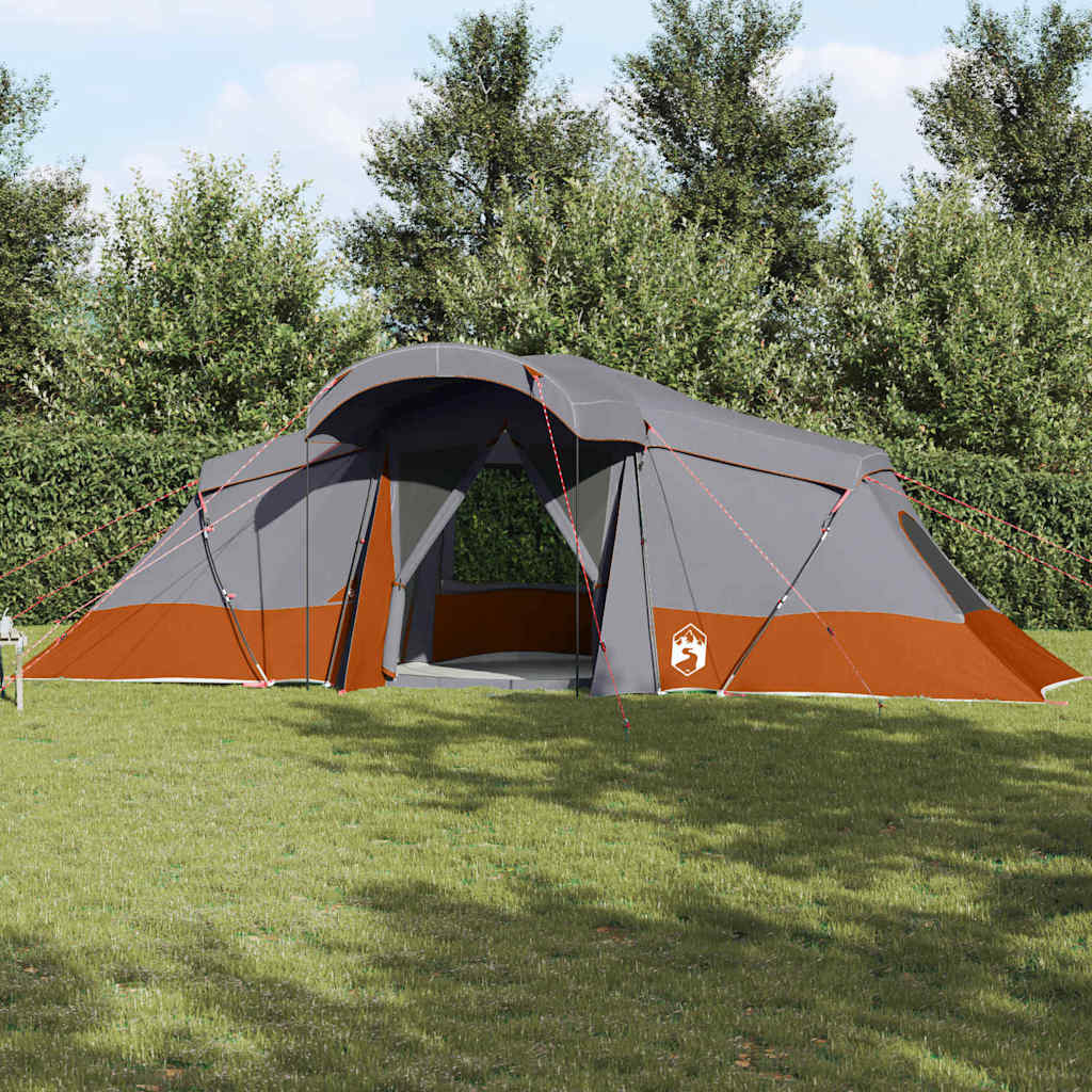 Vidaxl gezinstent 6-persoons grijs en oranje polyester en glasvezel