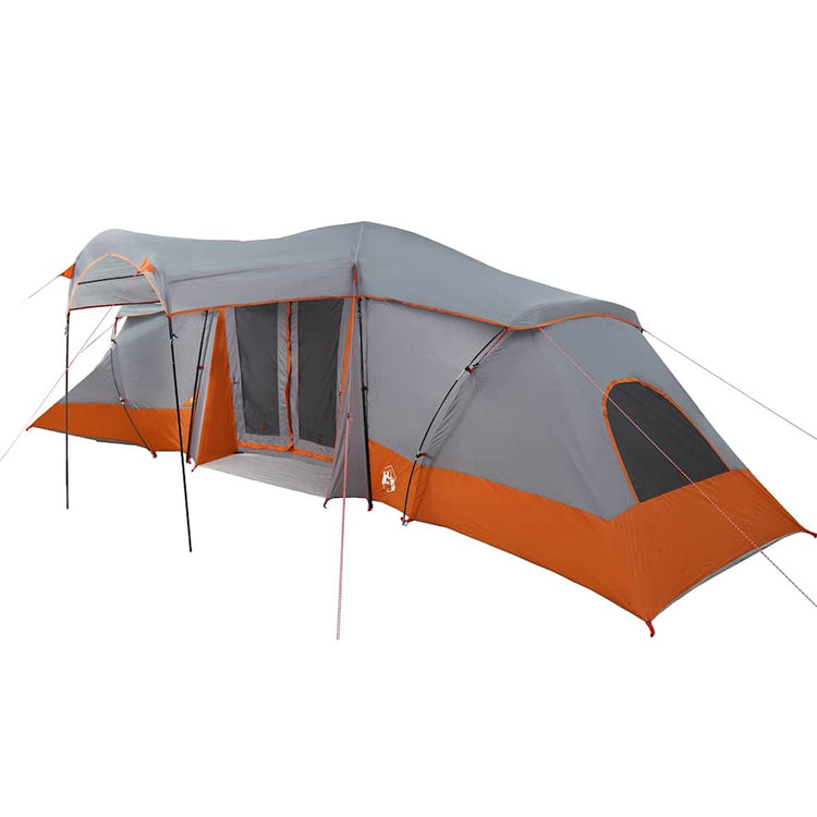Vidaxl gezinstent 6-persoons grijs en oranje polyester en glasvezel