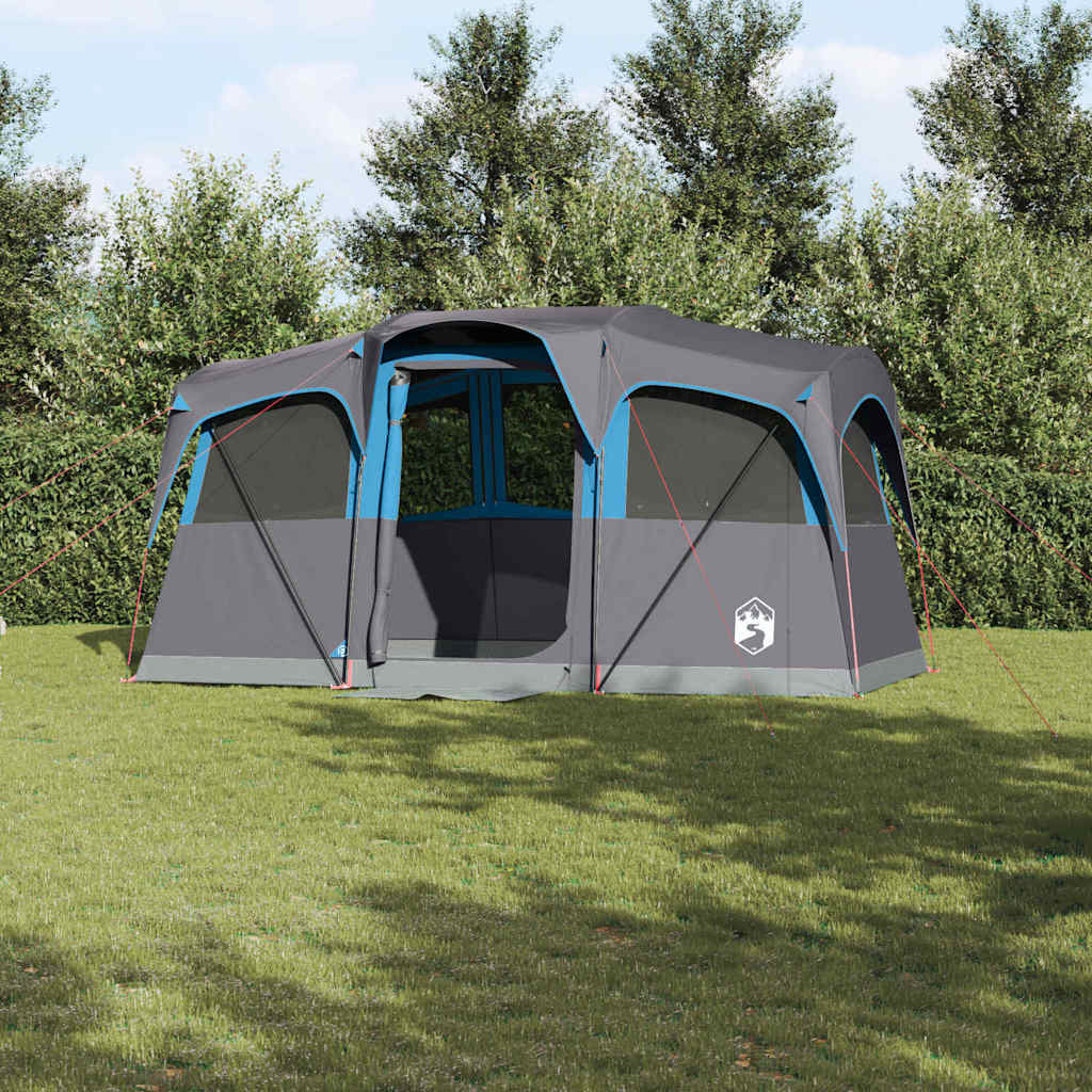 Vidaxl gezinstent 435 x 255 x 216 cm polyester en staal blauw en grijs