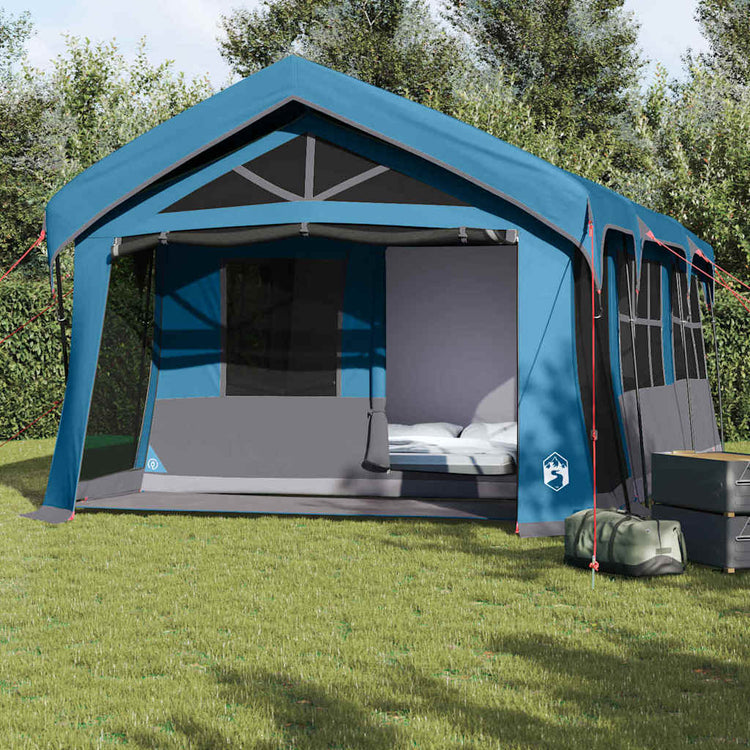 Vidaxl gezinstent met dak blauw en grijs 620 x 322 x 240 cm polyester