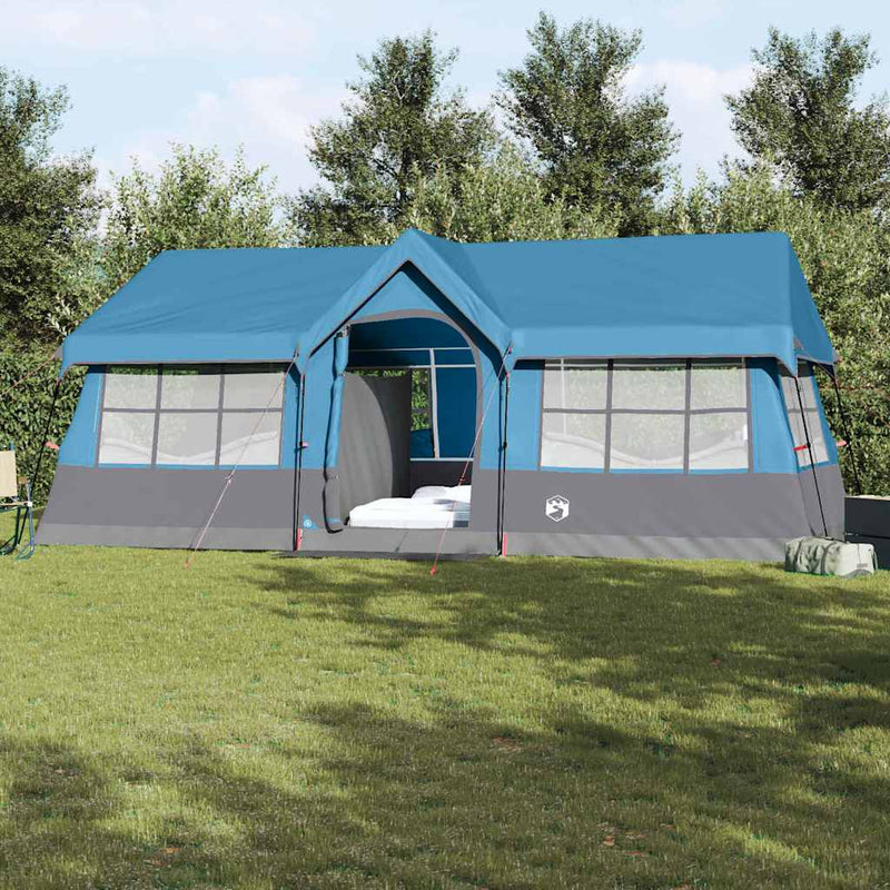 Vidaxl gezinstent blauw en grijs 622 x 295 x 238 cm polyester en staal