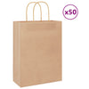 Vidaxl papieren zakken 50 st met hengsels 26x12x35 cm bruin