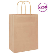 Vidaxl papieren zakjes 250 st met hengsels 21x11x28 cm bruin - afbeelding 1